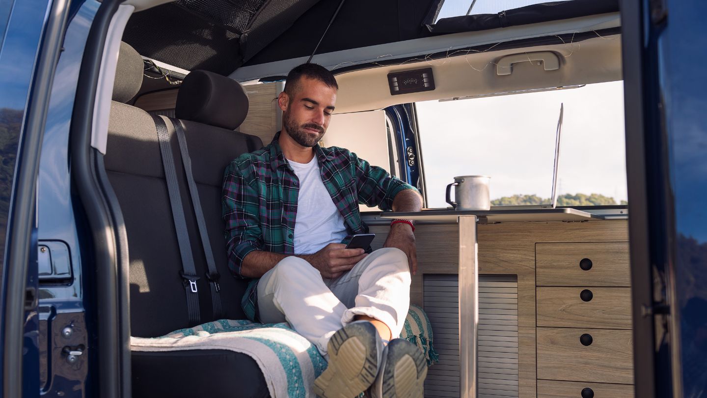 Technician speaking with RV owner about repair steps